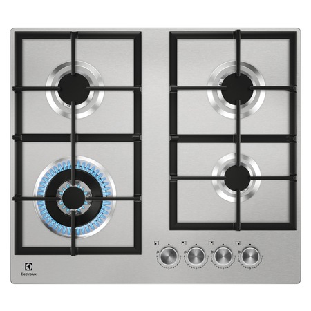 Plita incorporabila Electrolux KGU64361X, Gaz, 4 arzatoare, Aprindere electrica, Dispozitiv siguranta, Arzator WOK, 60 cm, Inox