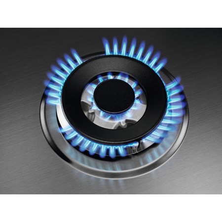 Plita incorporabila AEG HGB64301UM, Gaz, 4 arzatoare, Aprindere electrica, Dispozitiv siguranta, Arzator WOK, 60 cm, Inox