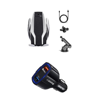 Incarcator Auto, Deluxe S6 New Model, Automatic sensor, fast wireless charge 10W , prindere grila ventilatie+Ventuza, negru +fast car chargers 12V/3.5A, Set Incarcator Auto, Deluxe S6 New Model, Automatic sensor, fast wireless charge 10W , prindere grila ventilatie+Ventuza, negru +fast car chargers 12V/3.5A, Set