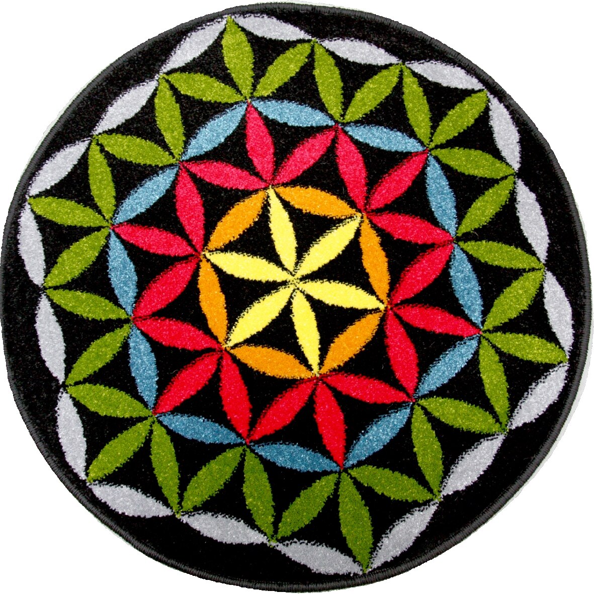 Covor Kolibri, Rotund, Petal, 67x67 cm, 2300 gr/mp Negru