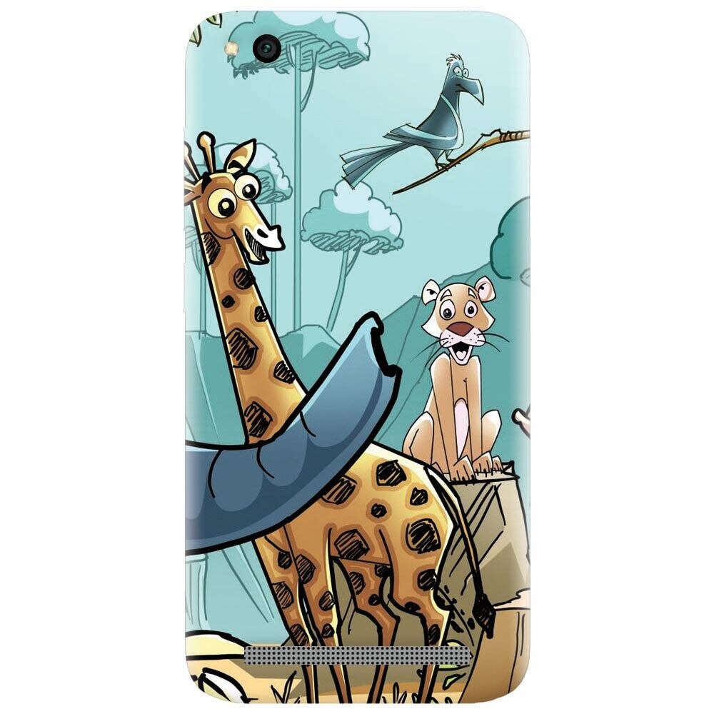 Husa silicon pentru Xiaomi Redmi 4A, Children Drawings Elephants Giraffes Lions