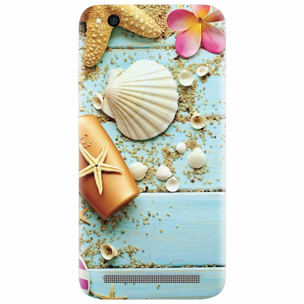 Husa silicon pentru Xiaomi Redmi 4A, Blue Wood Seashells Sea Star