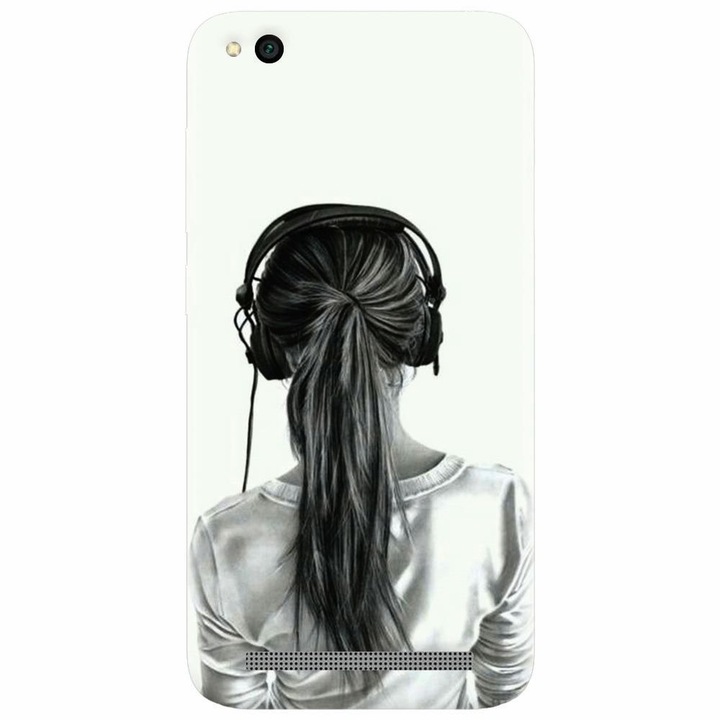 Husa silicon pentru Xiaomi Redmi 4A, Girl With Headphone