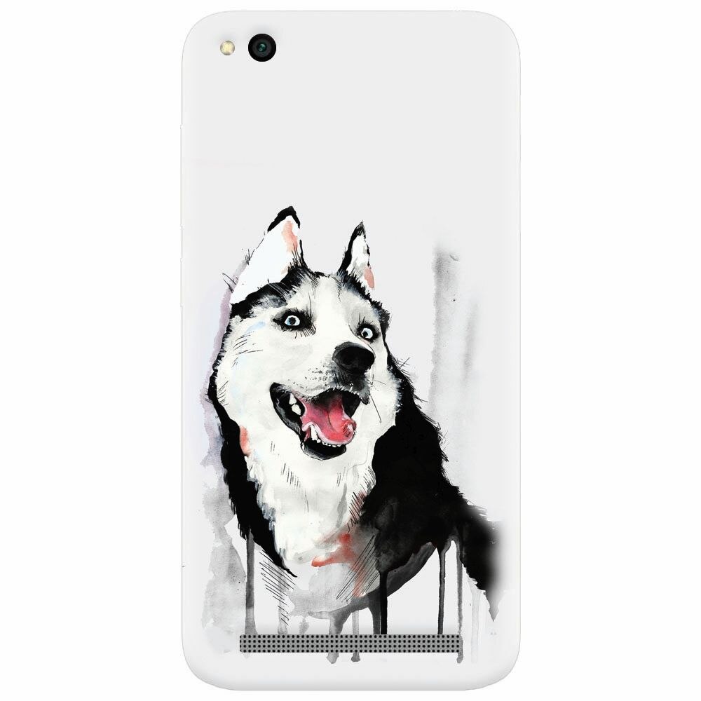 Husa silicon pentru Xiaomi Redmi 4A, Husky Dog Watercolor Illustration