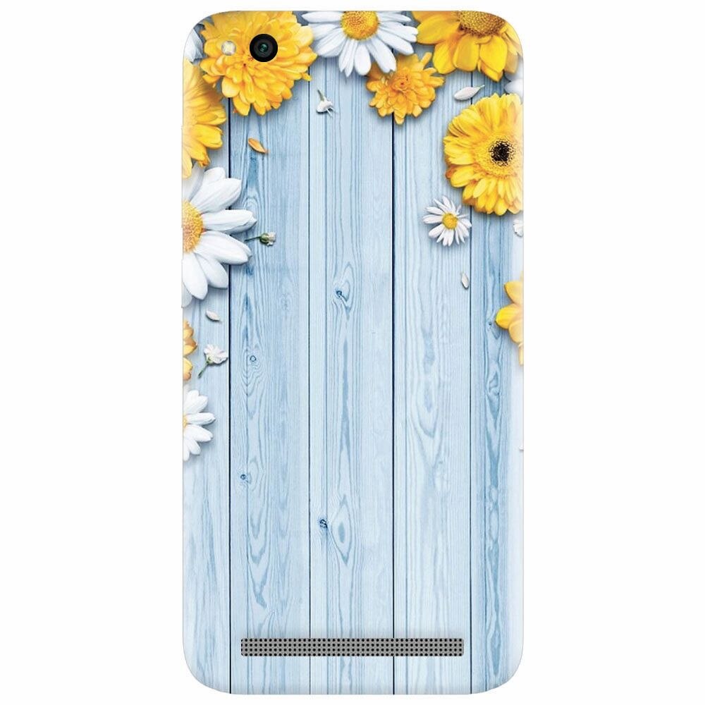 Husa silicon pentru Xiaomi Redmi 4A, Sunflower On Blue Wood