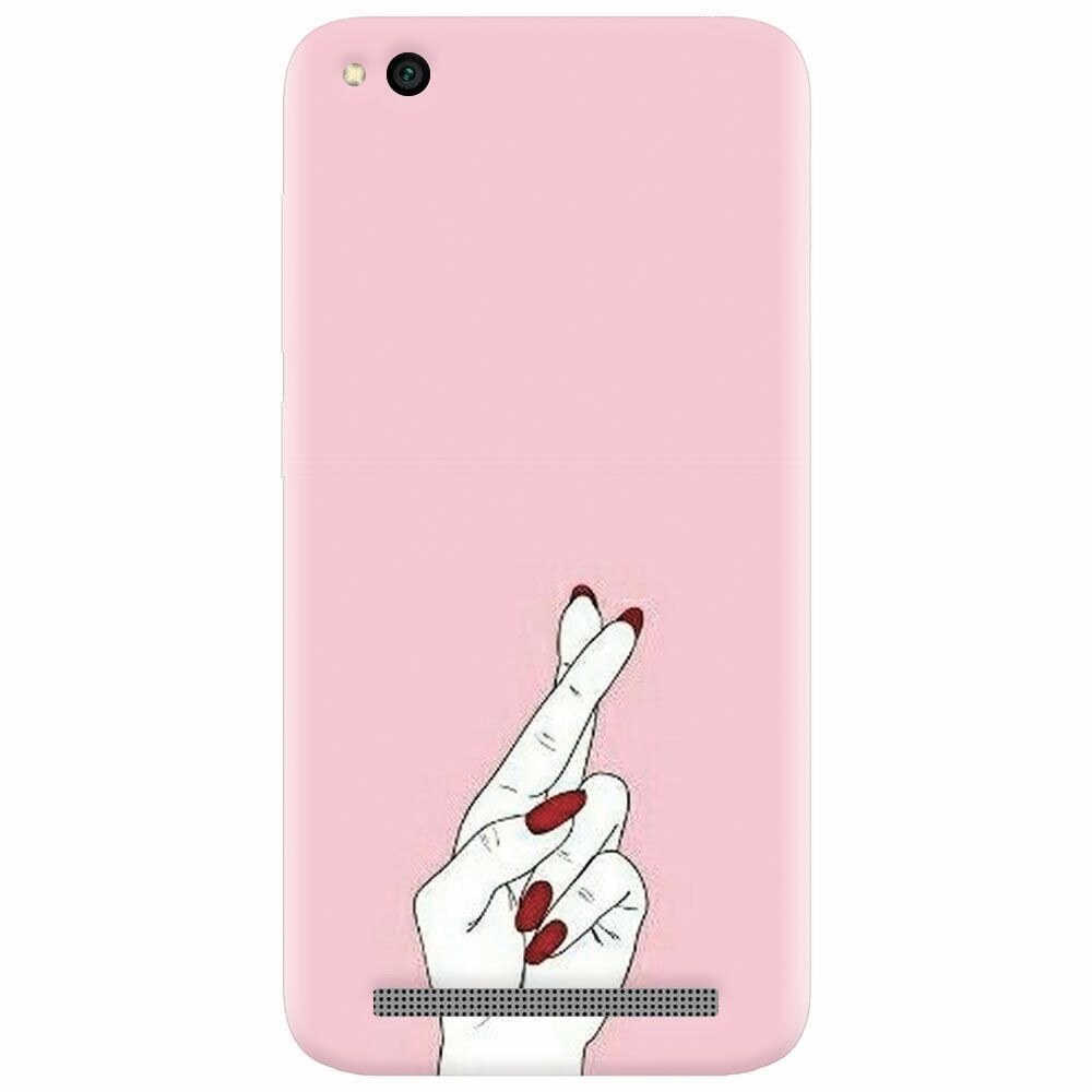 Husa silicon pentru Xiaomi Redmi 4A, Pink Finger Cross