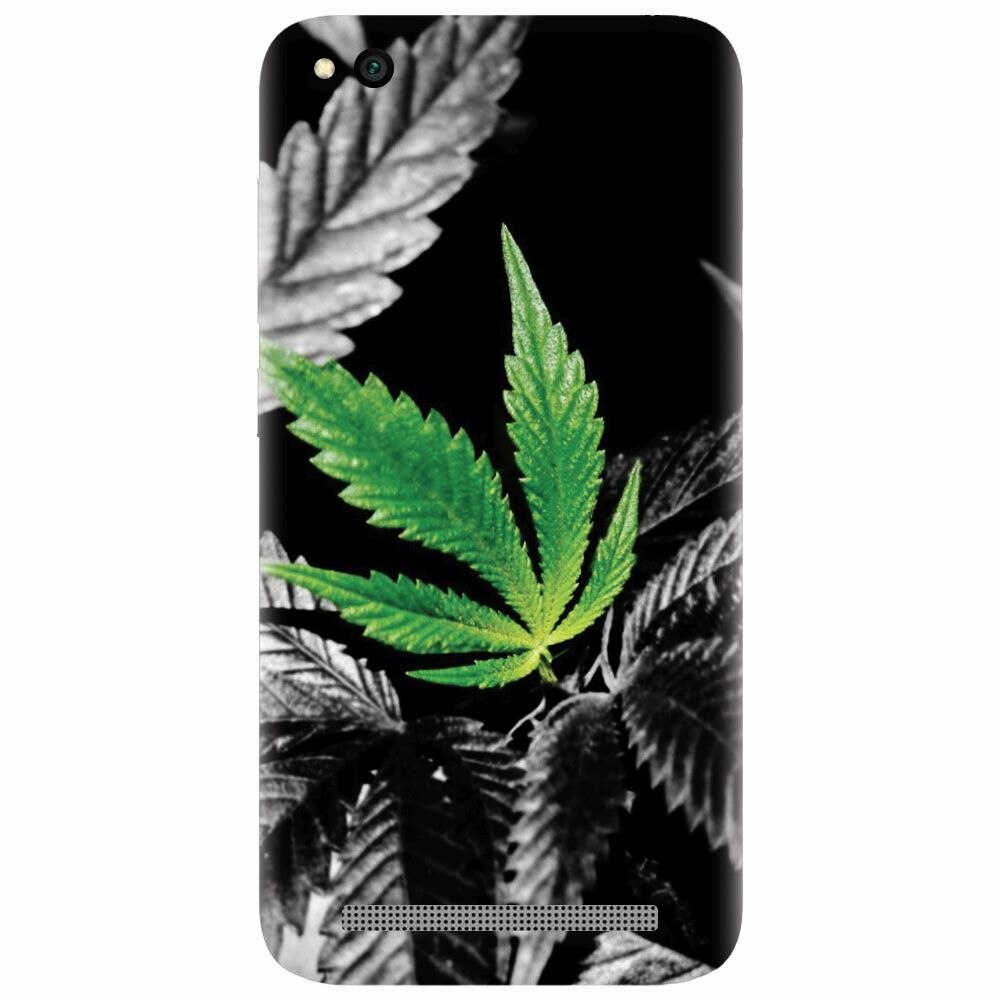 Husa silicon pentru Xiaomi Redmi 4A, Trippy Pot Leaf Green
