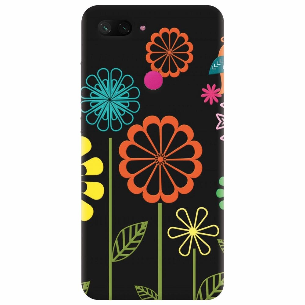 Husa silicon pentru Xiaomi Mi 8 Lite, Colorful Spring Birds Flowers Vectors