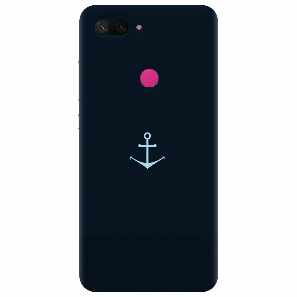 Husa silicon pentru Xiaomi Mi 8 Lite, Blue Navy Anchor Illustration Flat