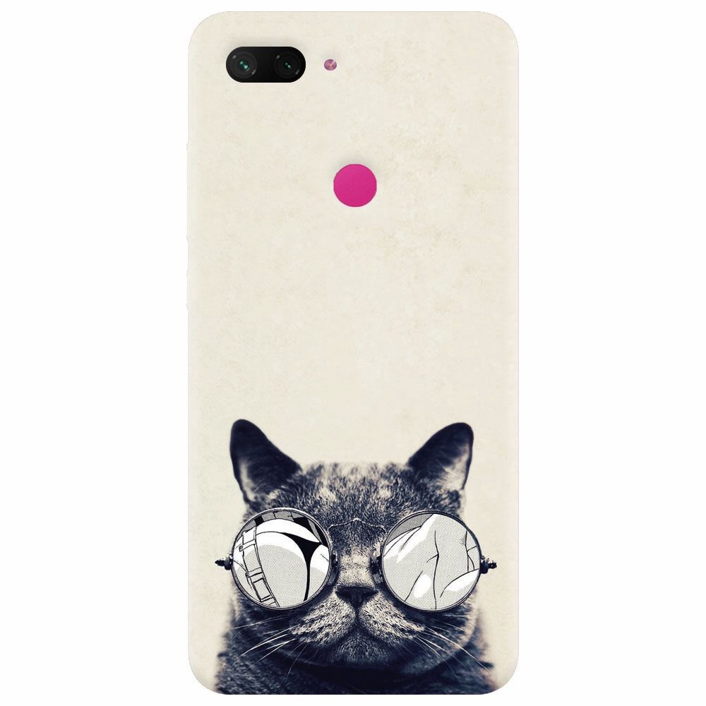 Husa silicon pentru Xiaomi Mi 8 Lite, Cool Cat Glasses