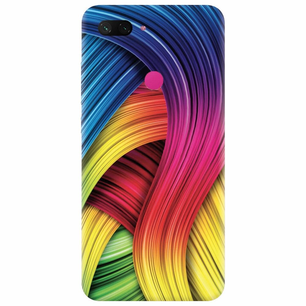 Husa silicon pentru Xiaomi Mi 8 Lite, Curly Colorful Rainbow Lines Illustration