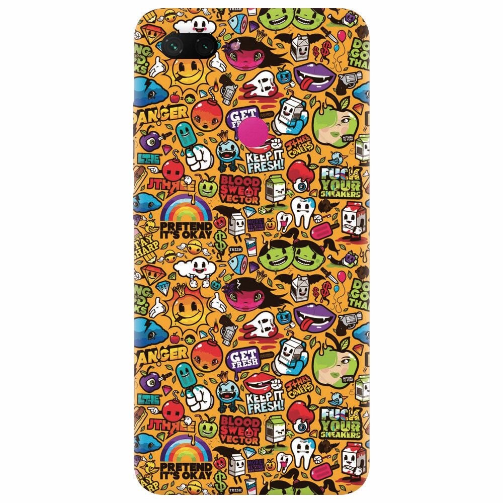 Husa silicon pentru Xiaomi Mi 8 Lite, Colorful Sticker Illustrations