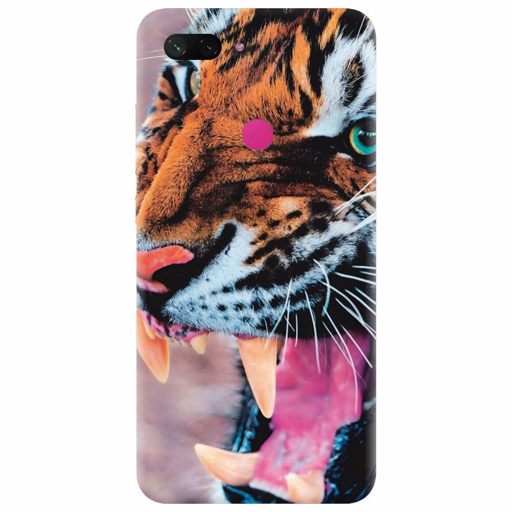 Husa silicon pentru Xiaomi Mi 8 Lite, Angry Tiger Teeth Fresh