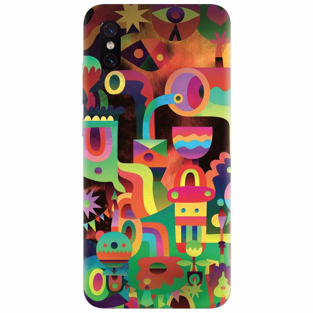Husa silicon pentru Xiaomi Mi 8 Pro, Abstract Colorful Shapes