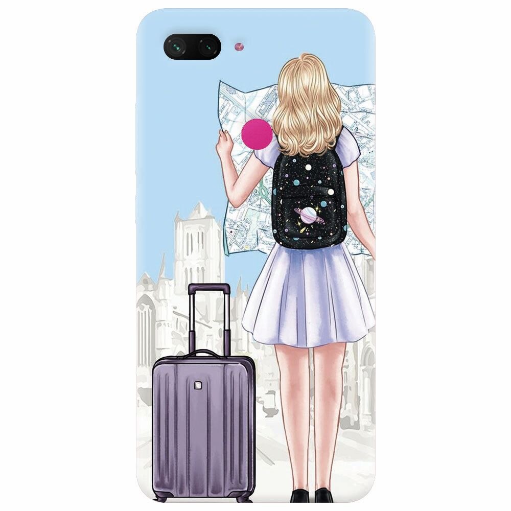Husa silicon pentru Xiaomi Mi 8 Lite, Travel Girl Searching On Map