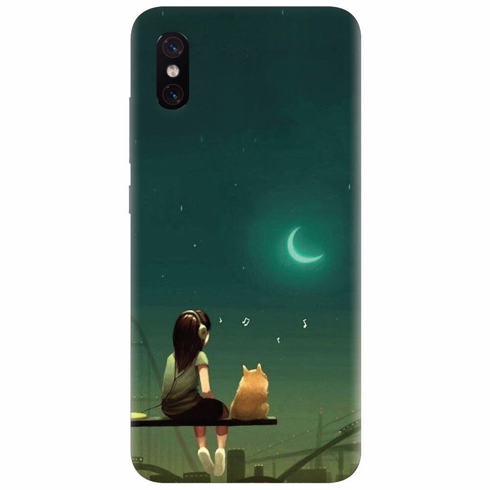 Husa silicon pentru Xiaomi Mi 8 Pro, Cat And Girl