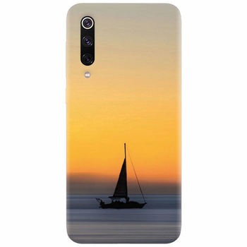 Husa silicon pentru Xiaomi Mi 9, Wind Sail Boat Ocean Sunset Husa silicon pentru Xiaomi Mi 9, Wind Sail Boat Ocean Sunset