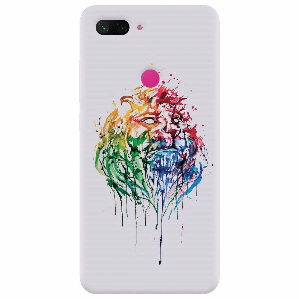 Husa silicon pentru Xiaomi Mi 8 Lite, Paint Illustration Lion Head