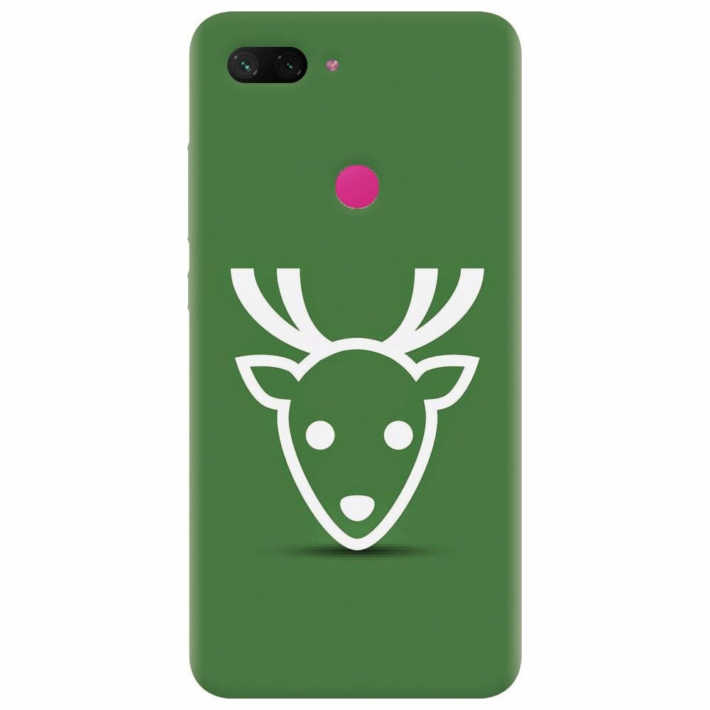 Husa silicon pentru Xiaomi Mi 8 Lite, Minimal Reindeer Illustration Green