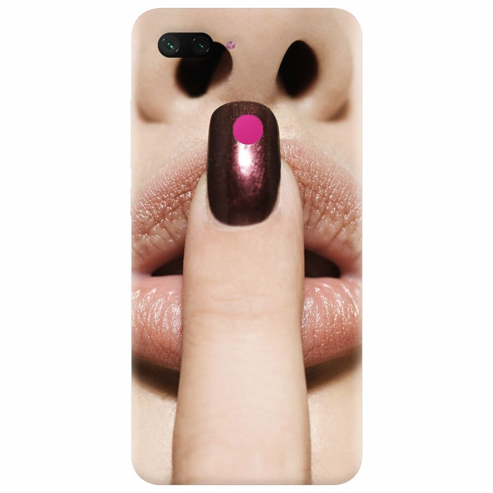 Husa silicon pentru Xiaomi Mi 8 Lite, Finger Purple Nailpolish Girl Lips