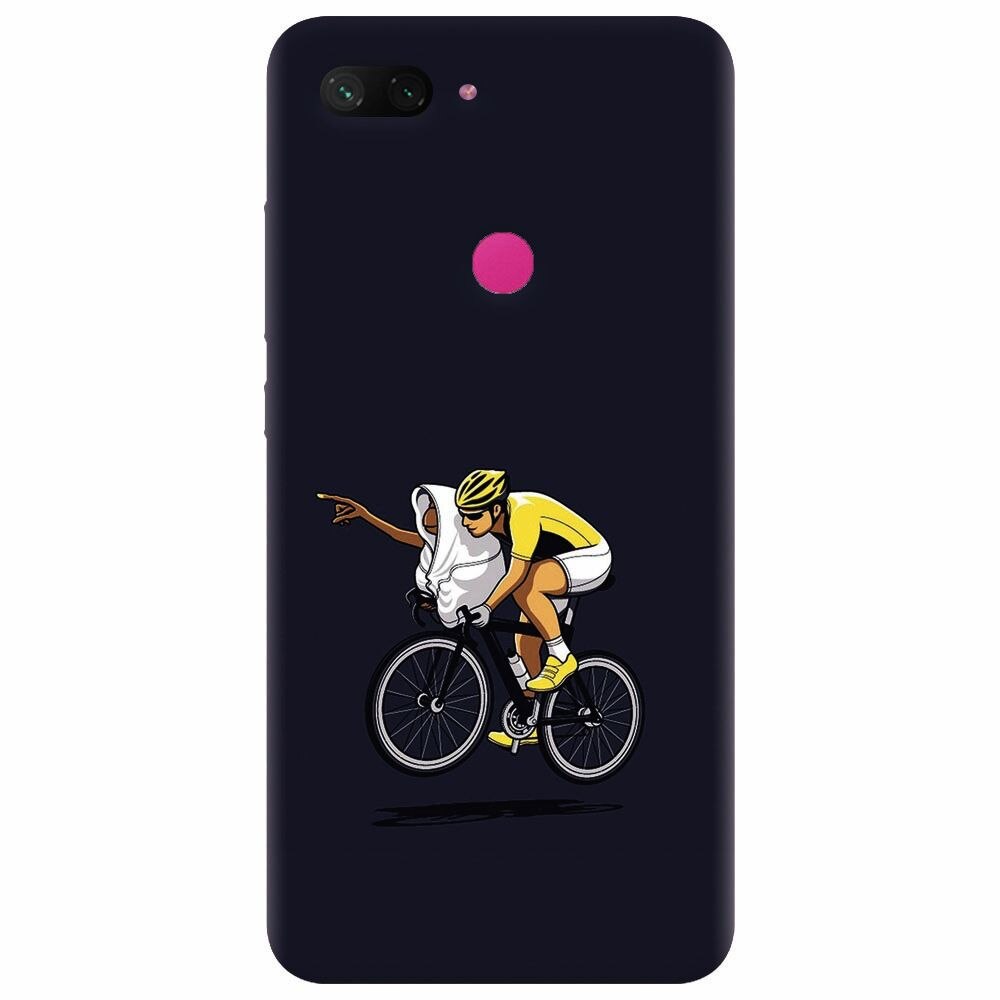 Husa silicon pentru Xiaomi Mi 8 Lite, ET Riding Bike Funny Illustration