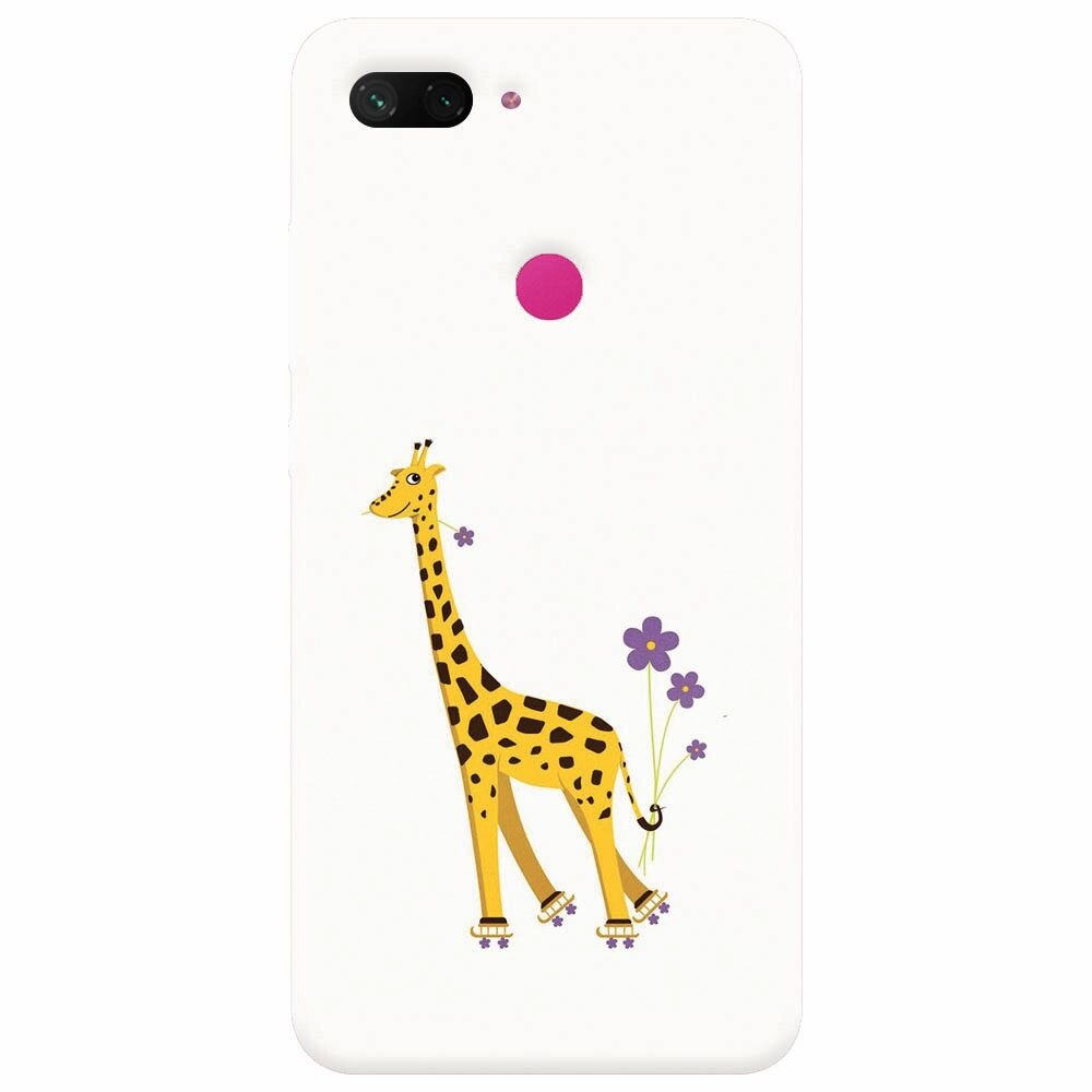 Husa silicon pentru Xiaomi Mi 8 Lite, Rollerskating Girafe Illustration