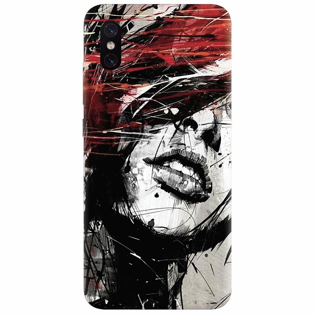 Husa silicon pentru Xiaomi Mi 8 Pro, Byroglyphics Woman Drawing