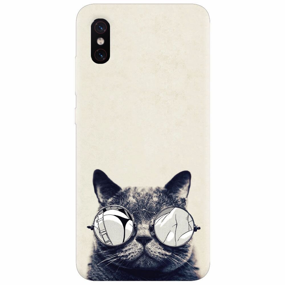 Husa silicon pentru Xiaomi Mi 8 Pro, Cool Cat Glasses