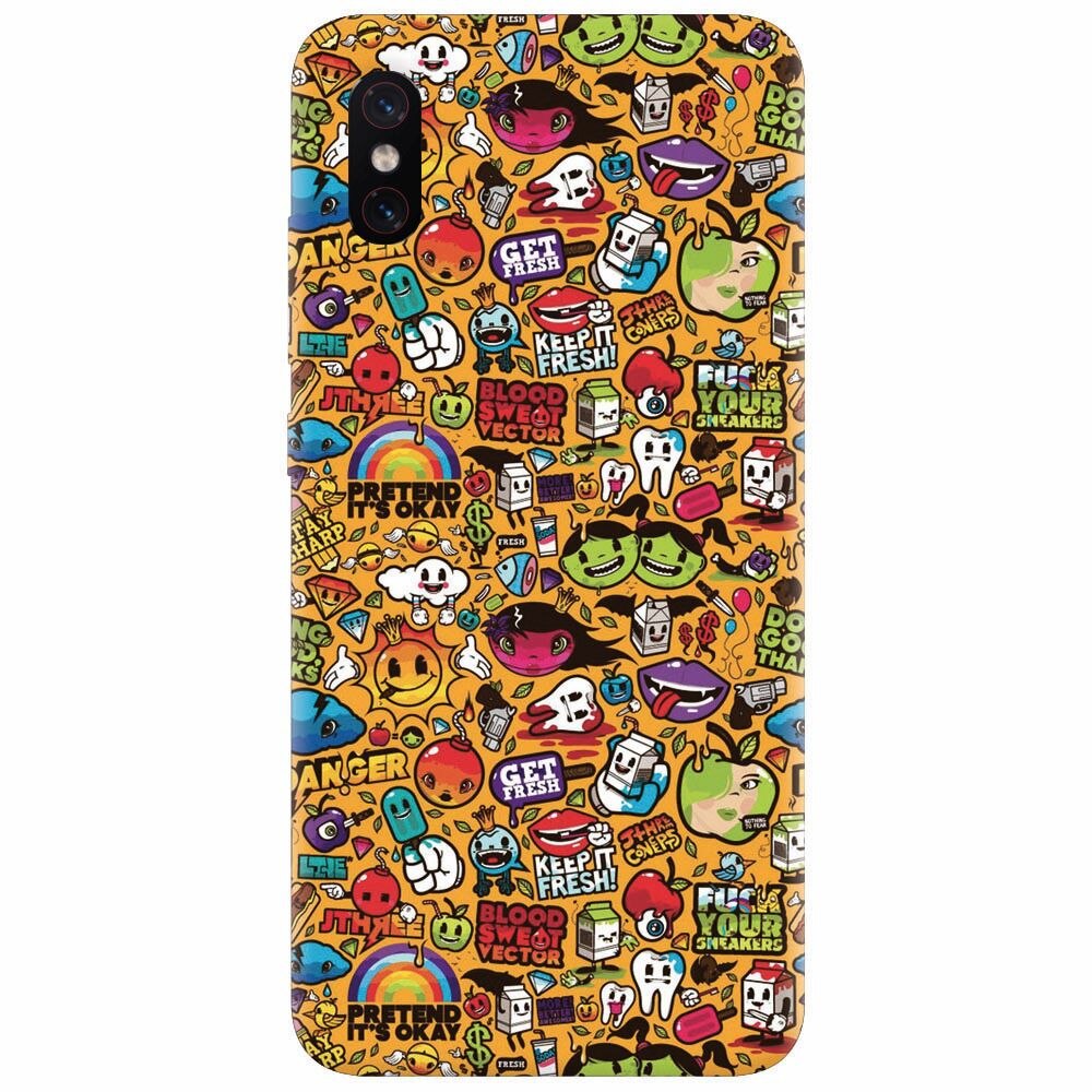 Husa silicon pentru Xiaomi Mi 8 Pro, Colorful Sticker Illustrations