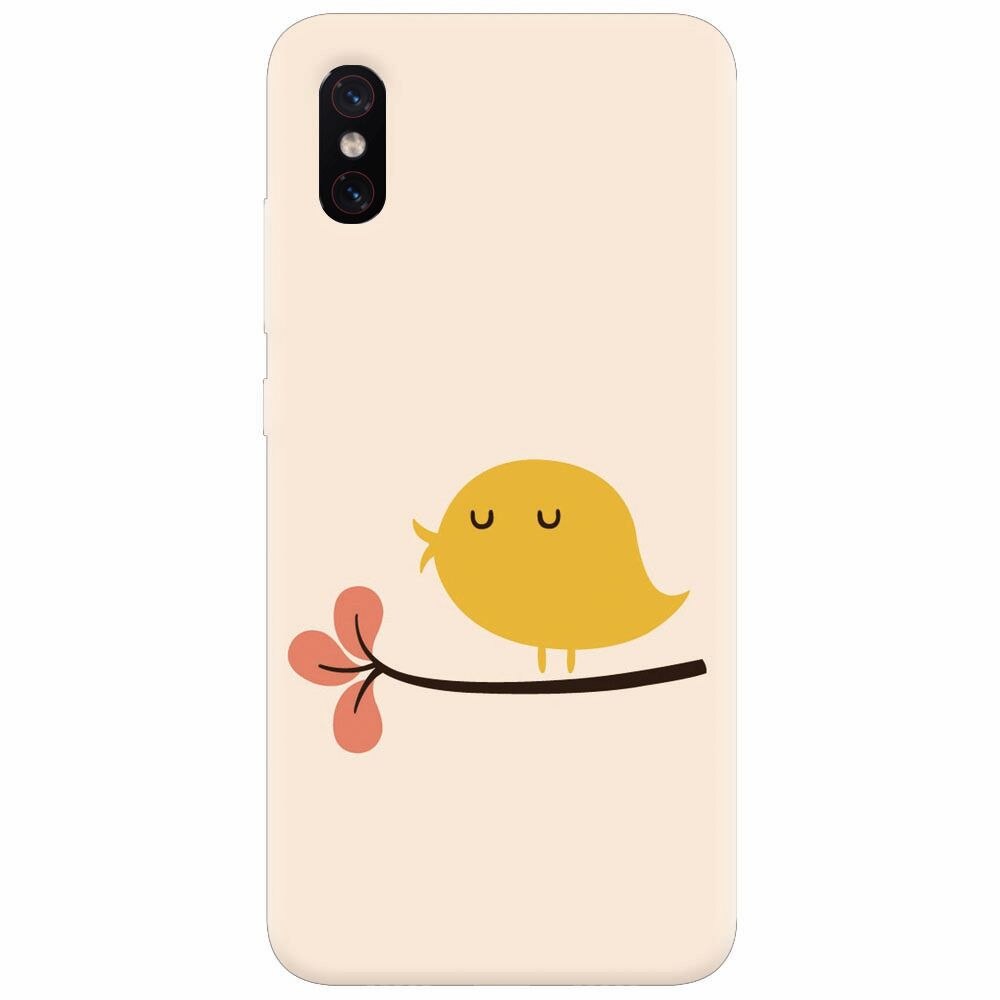 Husa silicon pentru Xiaomi Mi 8 Pro, Flat Minimal Cute Bird Illustration