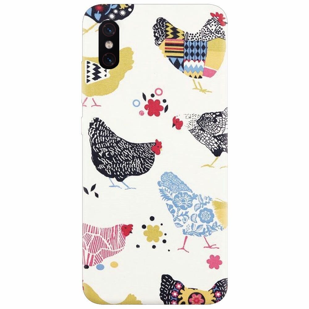 Husa silicon pentru Xiaomi Mi 8 Pro, Chickens