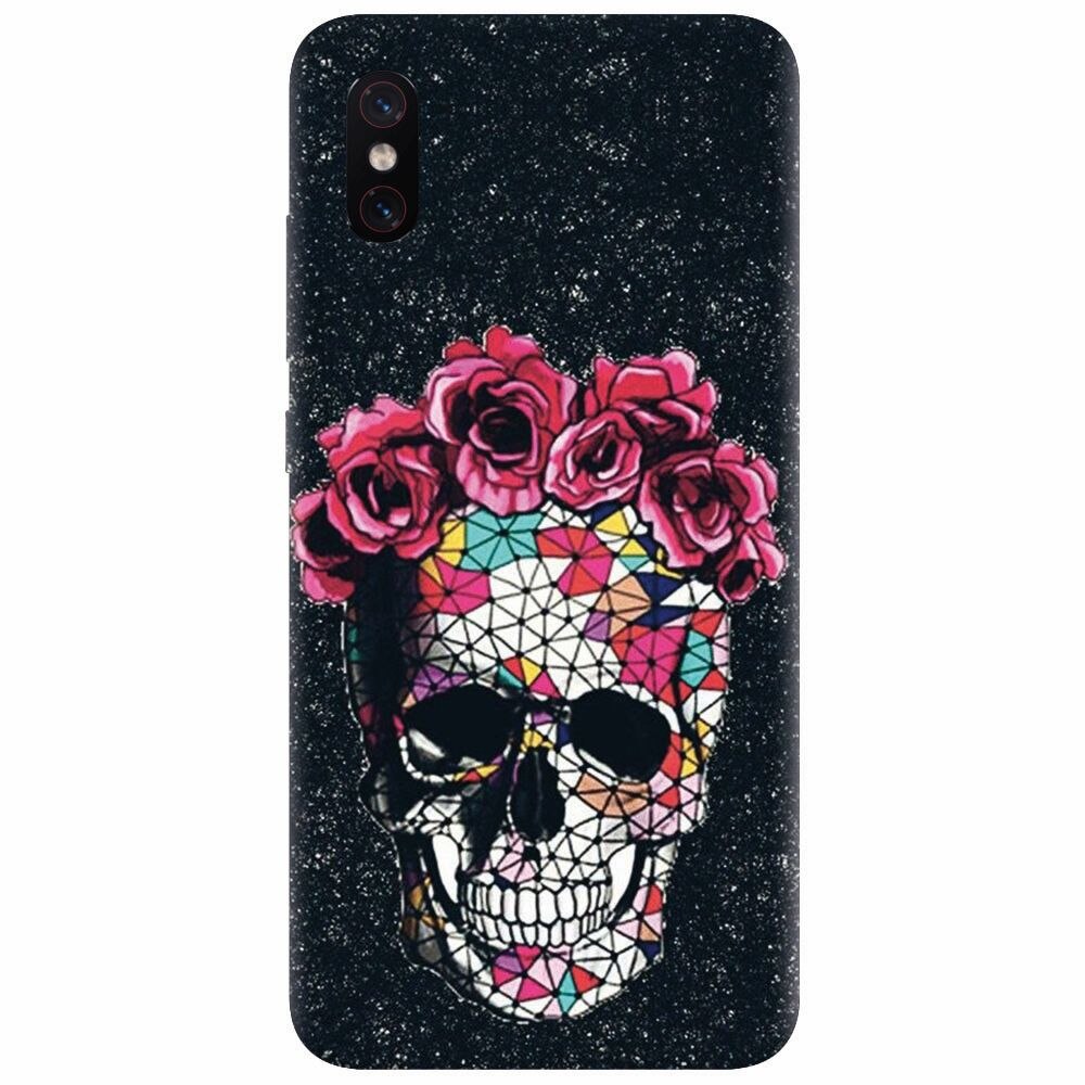 Husa silicon pentru Xiaomi Mi 8 Pro, Colorful Skull Roses Space