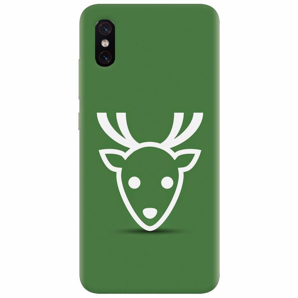 Husa silicon pentru Xiaomi Mi 8 Pro, Minimal Reindeer Illustration Green