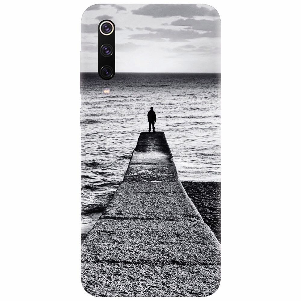 Husa silicon pentru Xiaomi Mi 9, Abstract Dock Man Grey