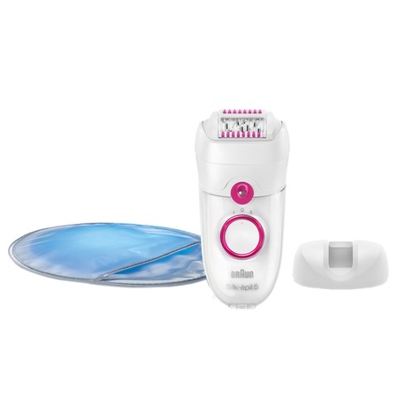 Epilator Braun Silk-epil SE5380, 40 pensete, 2 accesorii, 2 viteze, Alb/Roz