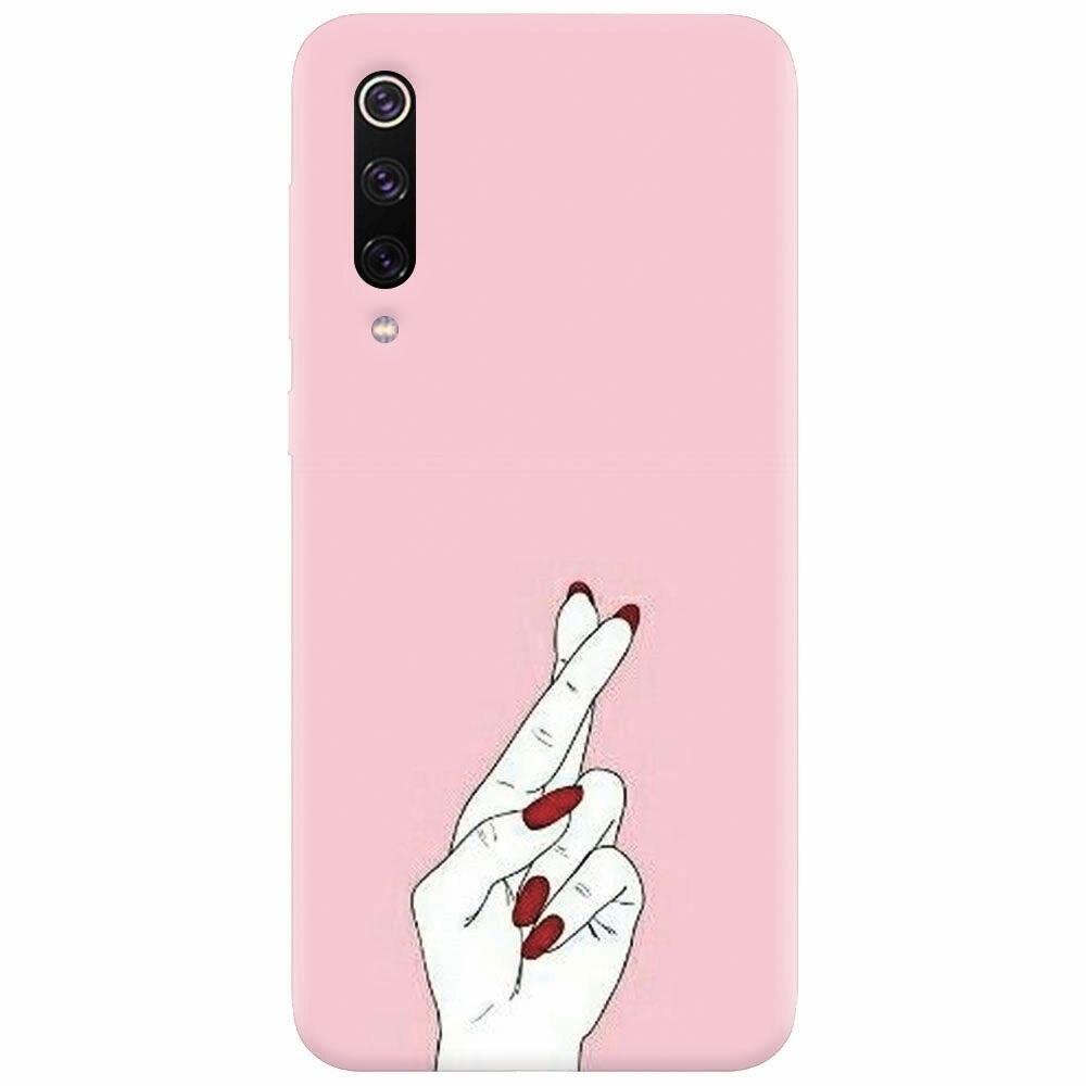 Husa silicon pentru Xiaomi Mi 9, Pink Finger Cross