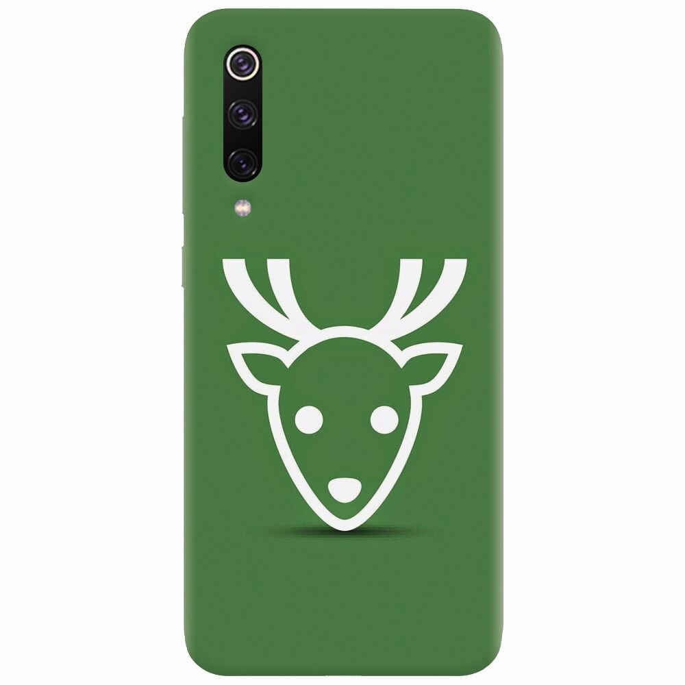 Husa silicon pentru Xiaomi Mi 9, Minimal Reindeer Illustration Green