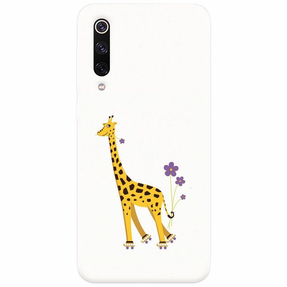 Husa silicon pentru Xiaomi Mi 9, Rollerskating Girafe Illustration