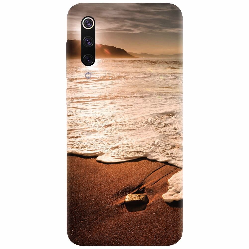 Husa silicon pentru Xiaomi Mi 9, Sunset Foamy Beach Wave