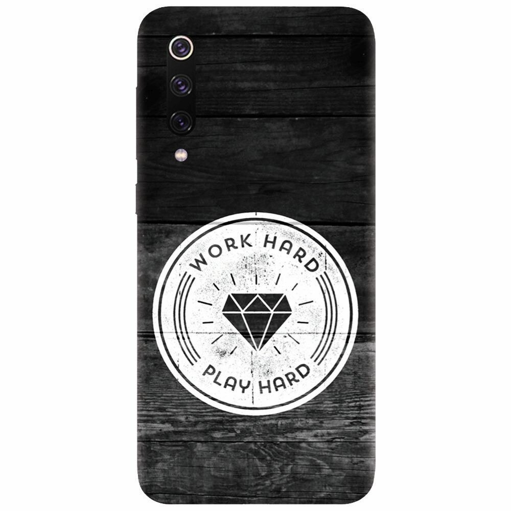 Husa silicon pentru Xiaomi Mi 9, Work Hard Play Hard