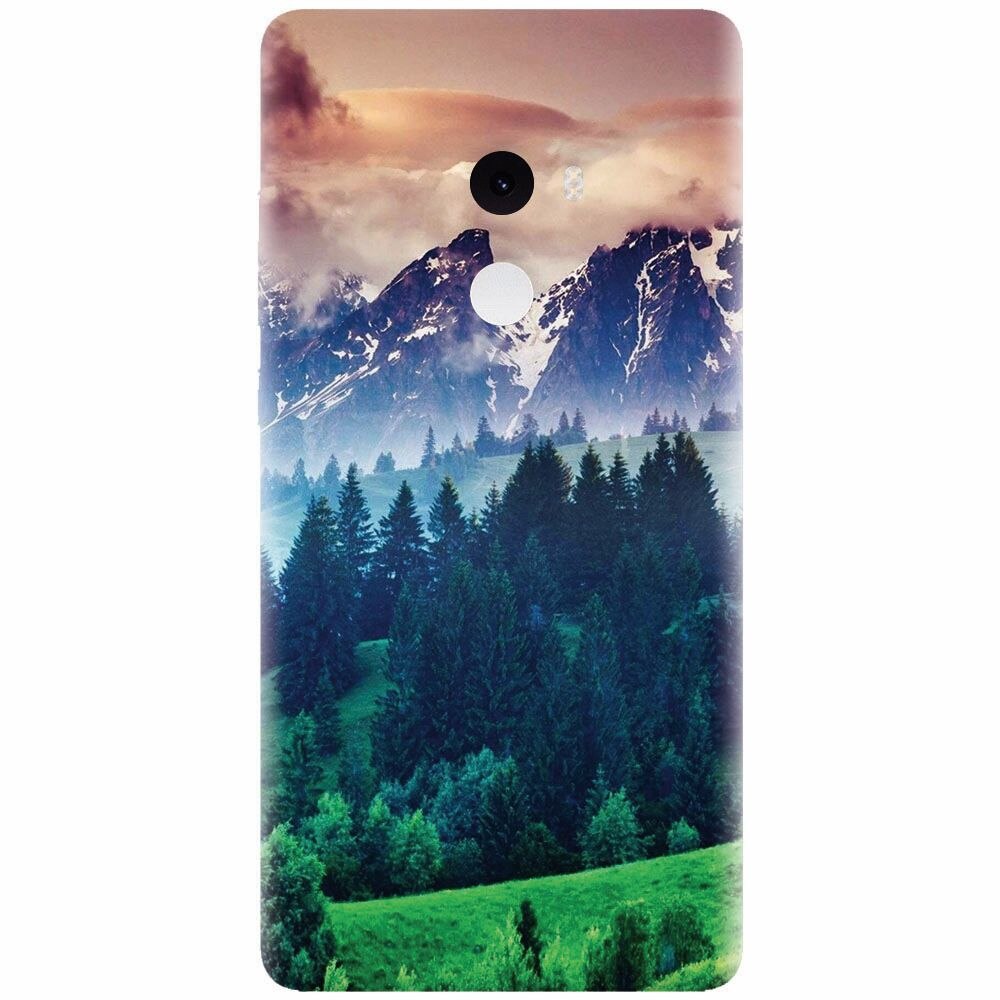 Husa silicon pentru Xiaomi Mi Mix 2, Forest Hills Snowy Mountains And Sunset Clouds