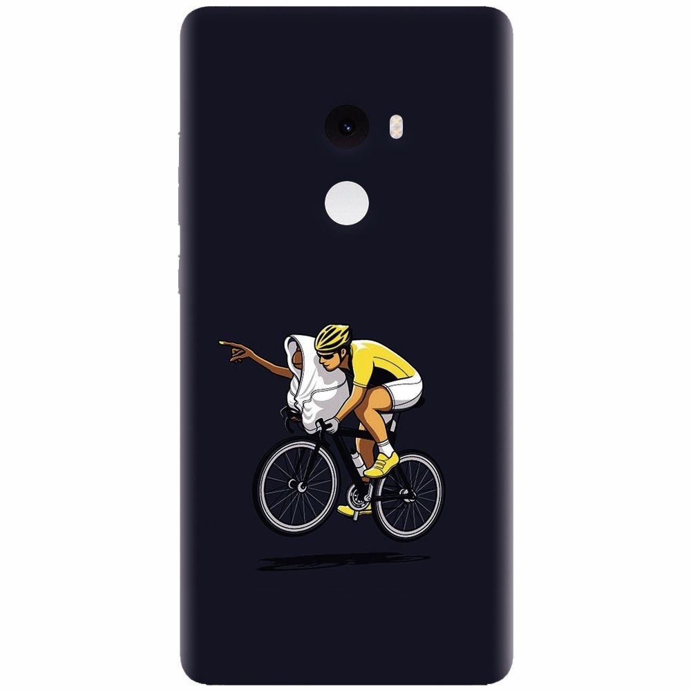 Husa silicon pentru Xiaomi Mi Mix 2, ET Riding Bike Funny Illustration