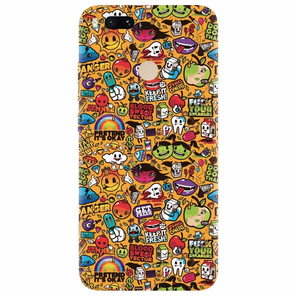 Husa silicon pentru Xiaomi Mi A1, Colorful Sticker Illustrations