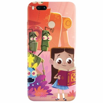 Husa silicon pentru Xiaomi Mi A1, Children Kids Robots Illustration Colorful K Husa silicon pentru Xiaomi Mi A1, Children Kids Robots Illustration Colorful K