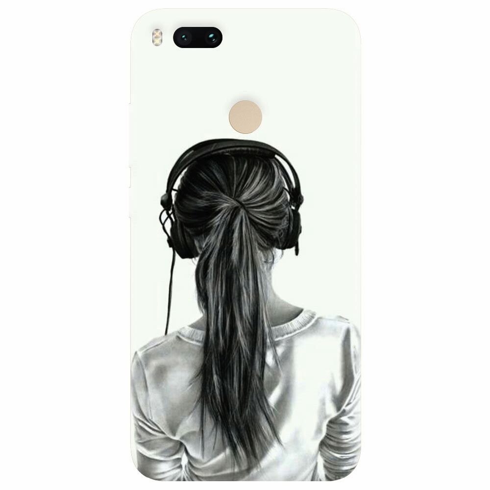 Husa silicon pentru Xiaomi Mi A1, Girl With Headphone