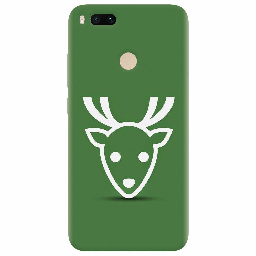 Husa silicon pentru Xiaomi Mi A1, Minimal Reindeer Illustration Green
