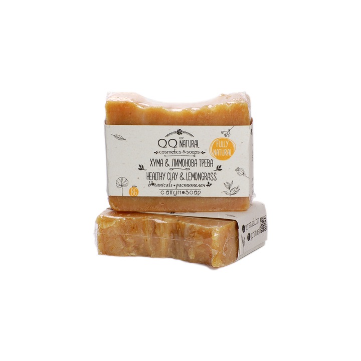 Натурален сапун “Хума и лимонова трева” за лице и тяло с кокосово масло, 95 гр /QQ natural cosmetics & soaps/