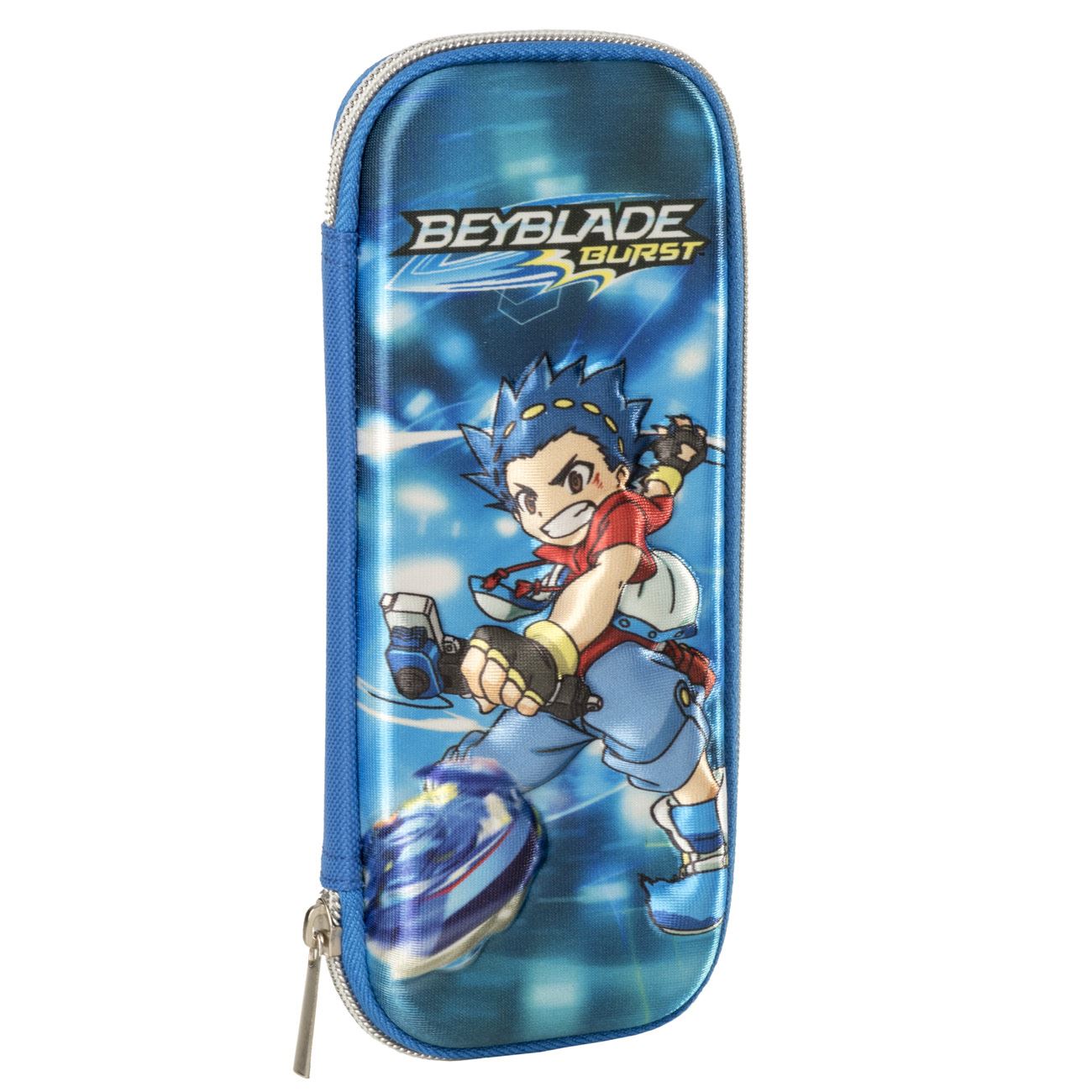 Penar de scoala pentru baieti, model beyblade, albastru, 19x8x8 cm