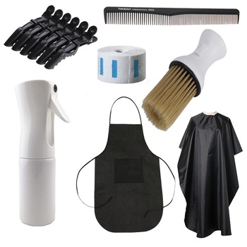 Set ustensile si accesorii frizerie coafor cu pamatuf, manta, piepten, sort, pulverizator automat, clipsuri ELPH Set ustensile si accesorii frizerie coafor cu pamatuf, manta, piepten, sort, pulverizator automat, clipsuri ELPH