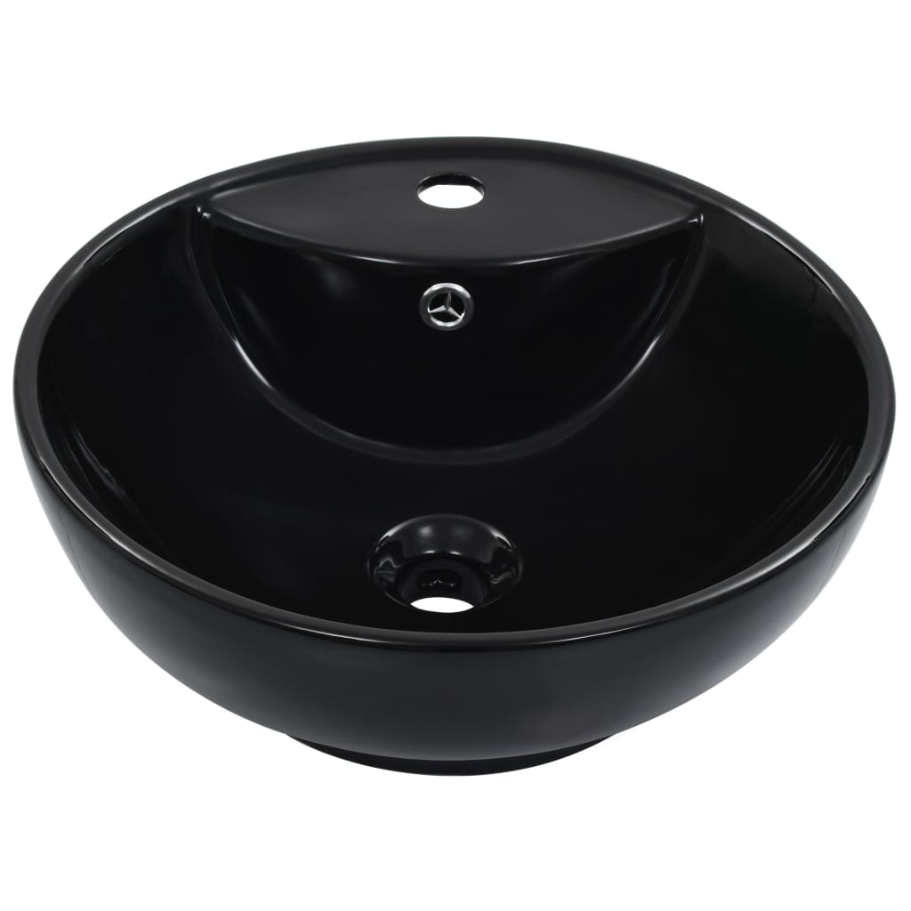 Lavoar ceramic cu preaplin, vidaXL, 46,5 x 18 cm, Negru